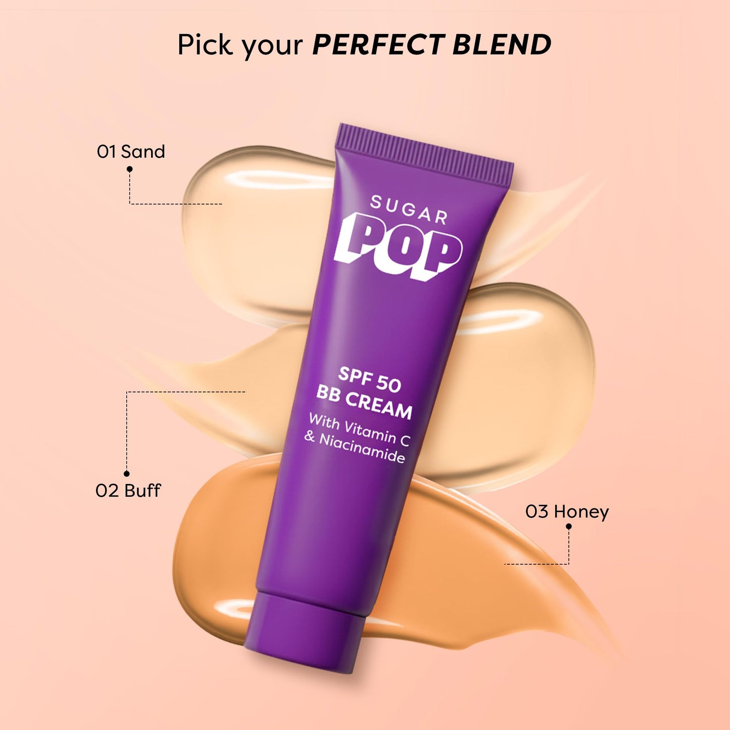SUGAR POP SPF 50 BB Cream with Vitamin C & Niacinamide | Matte Finish | Lightweight | 30gm