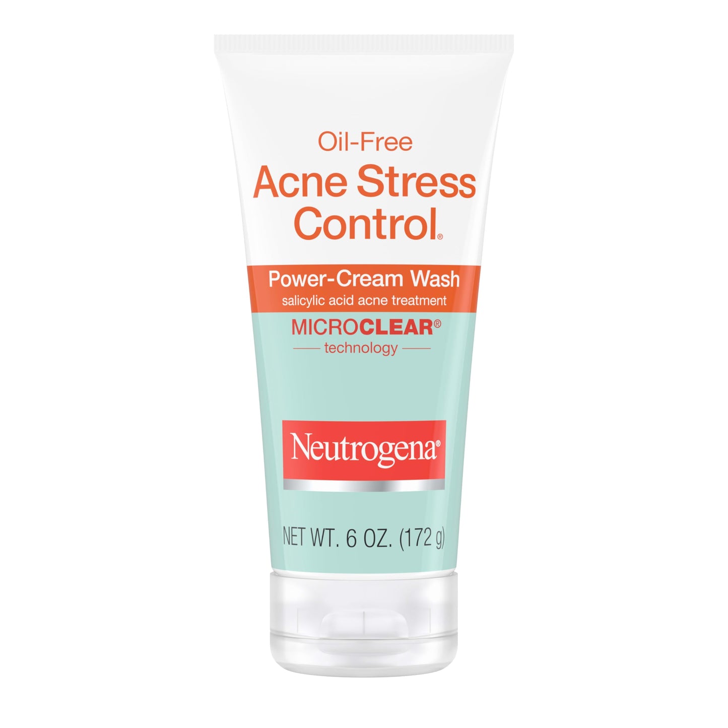 Neutrogena Oil-Free Stress Control Power-Cream Face Wash, Salicylic Acid Treatment for Acne Prone Skin, Cucumber, 6 Fl Oz, Pack of 3