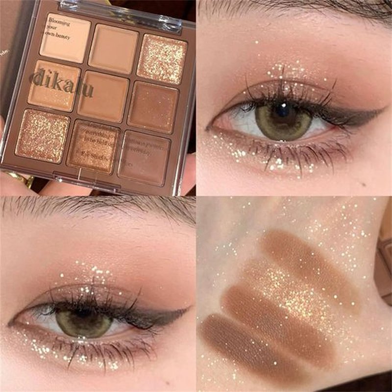 GHFCZOO Blooming Your Own Beauty Eyeshadow Palette, 9 Shades, Glitter and Matte Finishes (06#)
