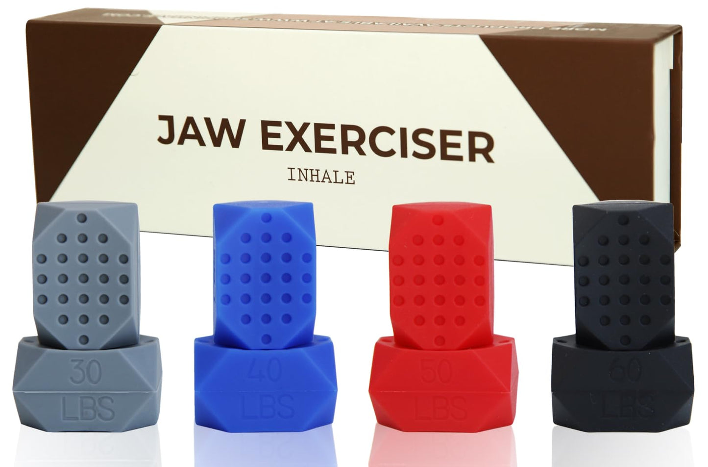 Inhale Jaw Exerciser - Jaw Strength and Shaping Trainer - 4 Levels of Resistance - Silicone Jaw Toner - Double Chin Reducer - Jawline Shaper and Neck Exerciser
