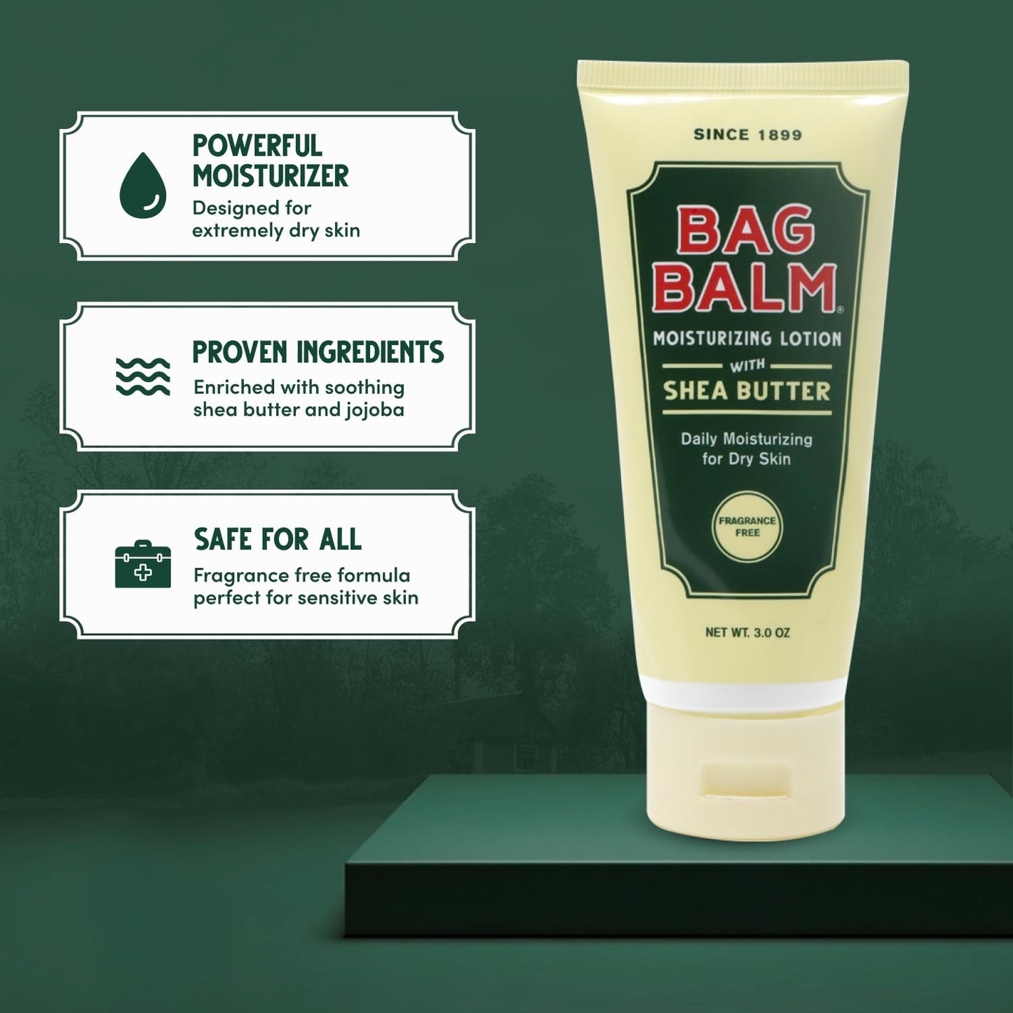 Bag Balm Vermont's Original Hand & Body Dry Skin Lotion with Shea Butter and Jojoba, Daily Hand Lotion for Dry Hands - Fragrance-Free, Non-Greasy Hand Moisturizer, Tube - 3oz, 2 Pack