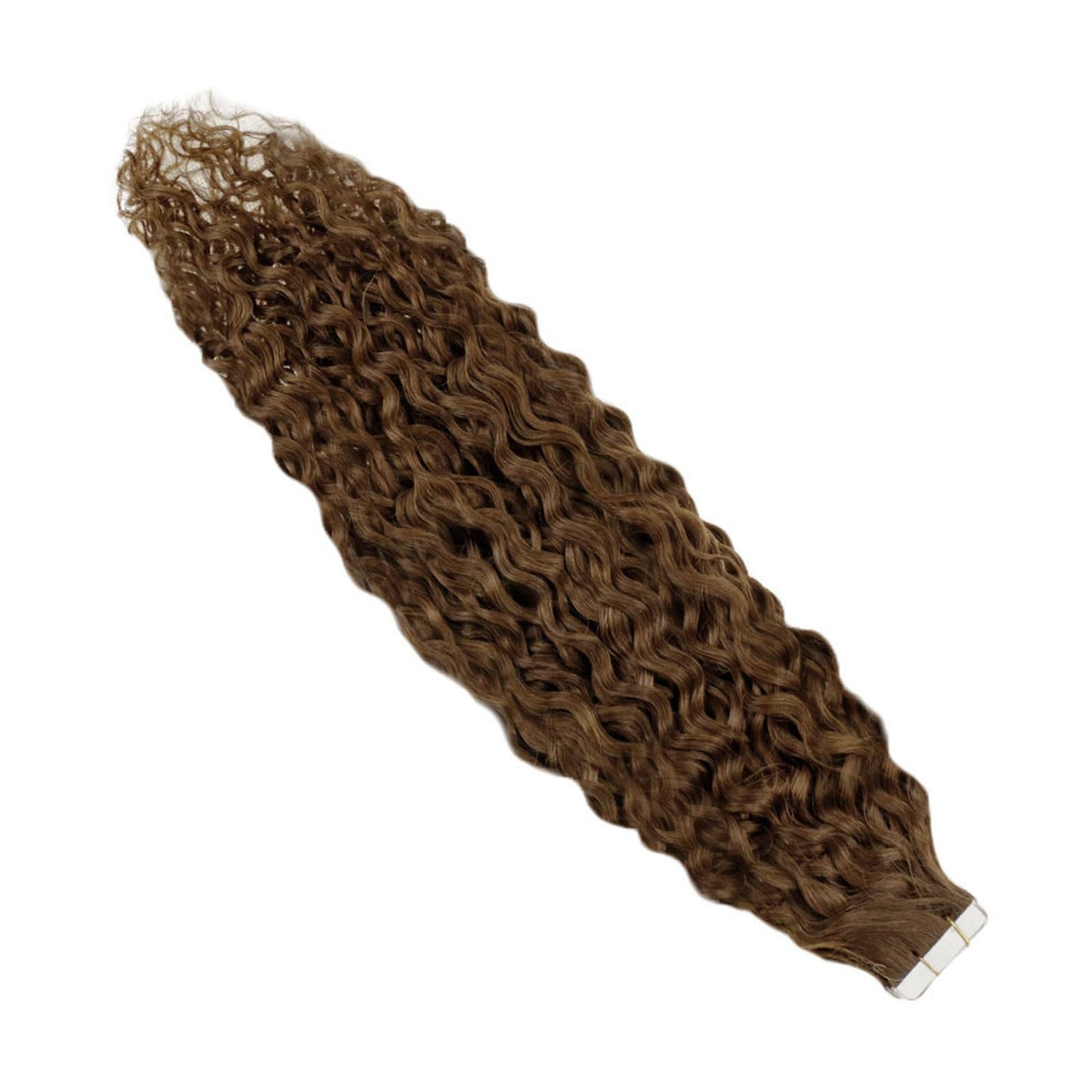 RUNATURE Curly Tape ins Human Hair Extensions 14 Inch Medium Borwn Tape in Hair Extensions Human Hair Curly Skin Weft Curly Human Hair Tape in Extensions for Women Natural Wave Double Sided 50g 20pcs
