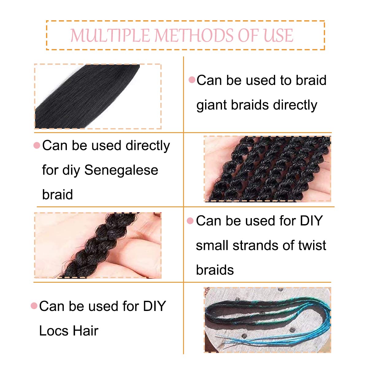 Ombre Braiding Hair Pre Stretched 26 Inches Ombre Brown 8 Packs/Lot Braid Hot Water Setting Professional Synthetic Braiding Hair for Crochet Hair Extensions (8Pcs,#1b/30/27)