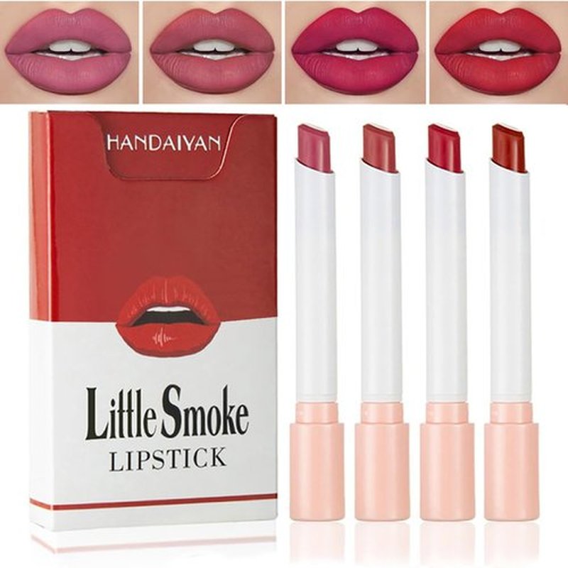 FYEBOO 4 Colors Mini Matte Lipstick Little Tube Lip Stain, Velvet Smooth Lip Stick, Long Lasting & Waterproof 24 Hours Non-Sticky Labiales Lipstick (Set B)