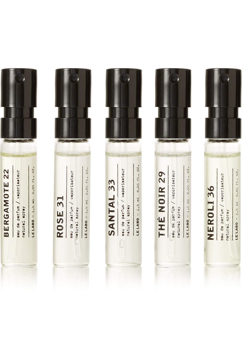 Le Labo Discovery Set Santal 33, Rose 31, Bergamote 22, Neroli 36 & The Noir 29 Sampler - .05 oz. Each