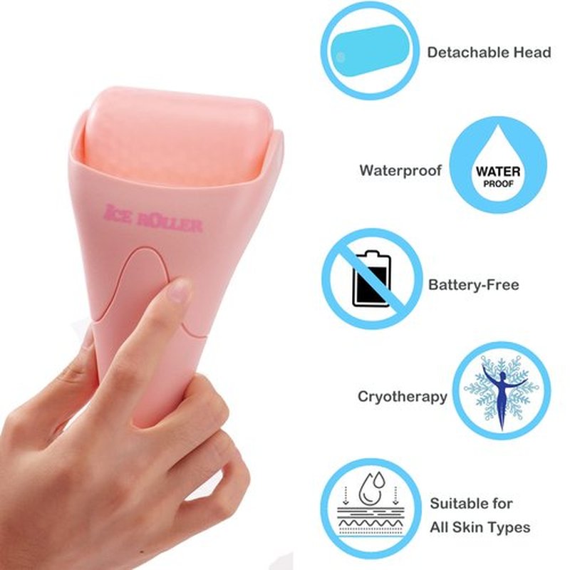 2 Pack Ice Roller for Face and Body Massage, Facial Roller Skin Care Tool for Reduce Wrinkles and Puffiness, Migraine Pain Relief and Skin Tighten, Cold Therapy for Cooling and Calming.(Pink+Green)