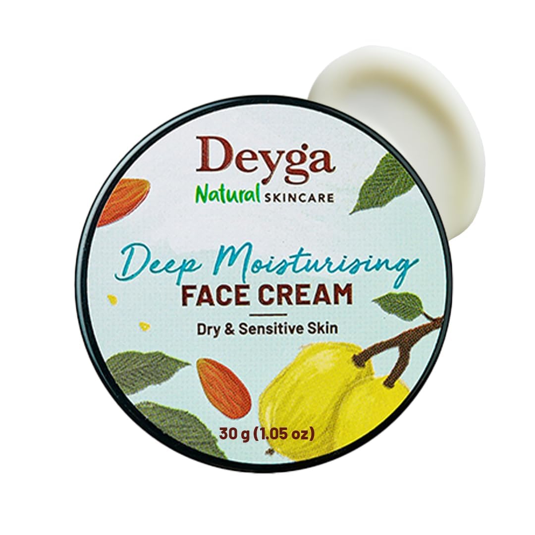 Deyga Deep Moisturising Face Cream – Intensive Hydration for Dry & Sensitive Skin with Marula, Almond & Cardamom – 30g