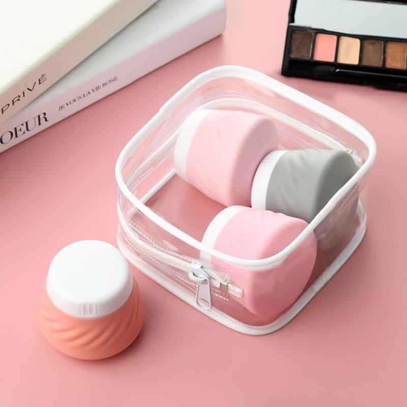 Gemice Travel Containers for Toiletries, TSA Approved Silicone Travel Jars for Cream, Leak-Proof Travel Size Toiletries Containers with Lid for Lotion Skincare Makeup (4 Pack)
