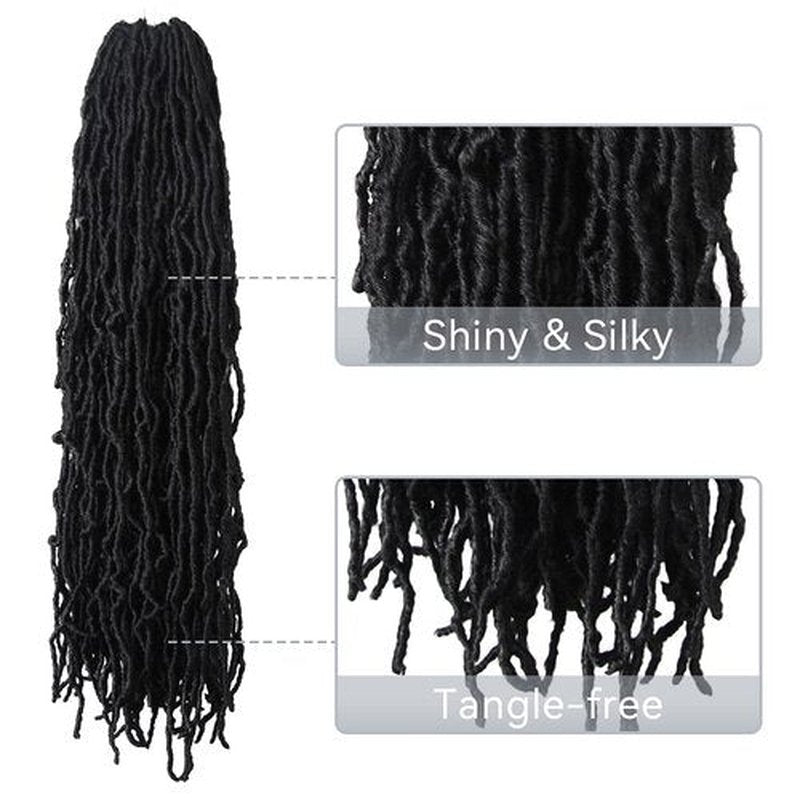 Niseyo Faux Locs Crochet Hair 36 Inch Soft Locs, 6 Packs Long Crochet Locs Pre Looped Crotchet Straight Synthetic Hair Extensions (1B, Natural Black)