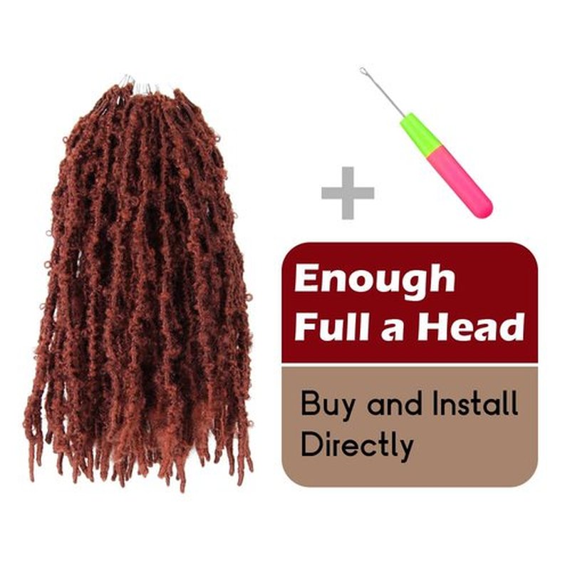 8 Packs Butterfly Locs Crochet Hair 14 Inch Light Weight Butterfly Faux Locs Crochet Hair Short Ginger Red Distressed Butterfly Locs, 350#