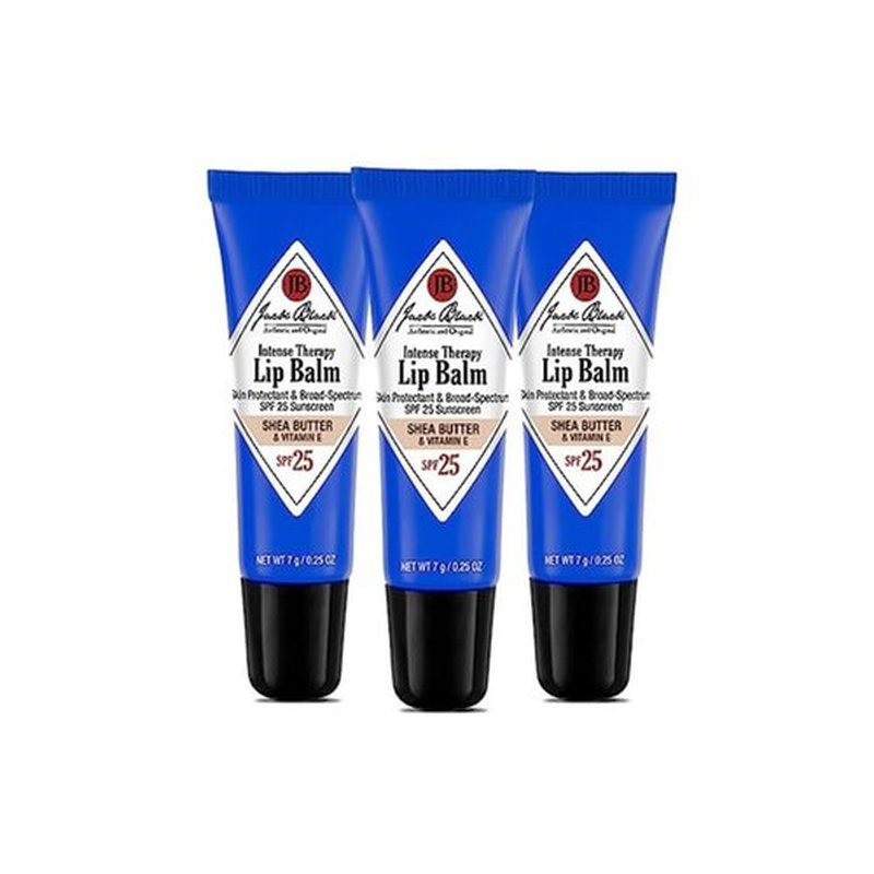 Jack Black Intense Therapy Lip Balm, 0.25-Oz., Pack of 3 – Shea Butter & Vitamin E, SPF 25 Sun Protection, Lip Moisturizer, Hydrating Lip Balm with SPF,