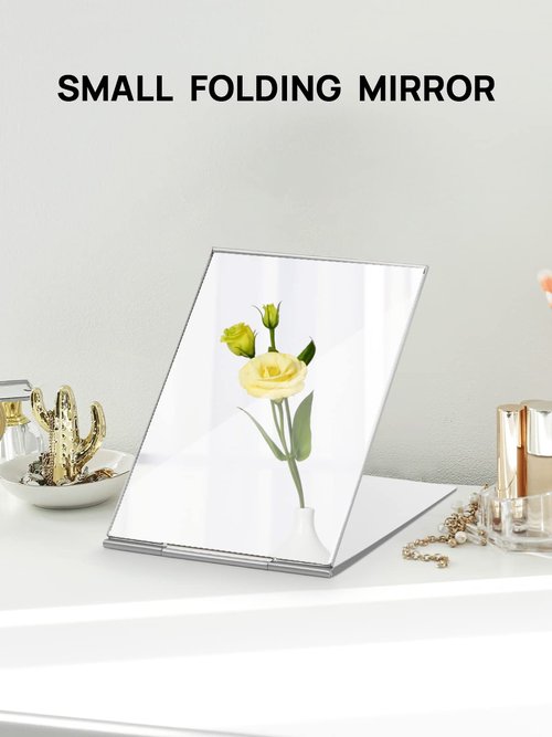 MIRRORNOVA Portable Folding Mirror, Ultra-Slim Durable Makeup Tabletop Mirror for Travel with Aluminum Shell, Large Size 7"