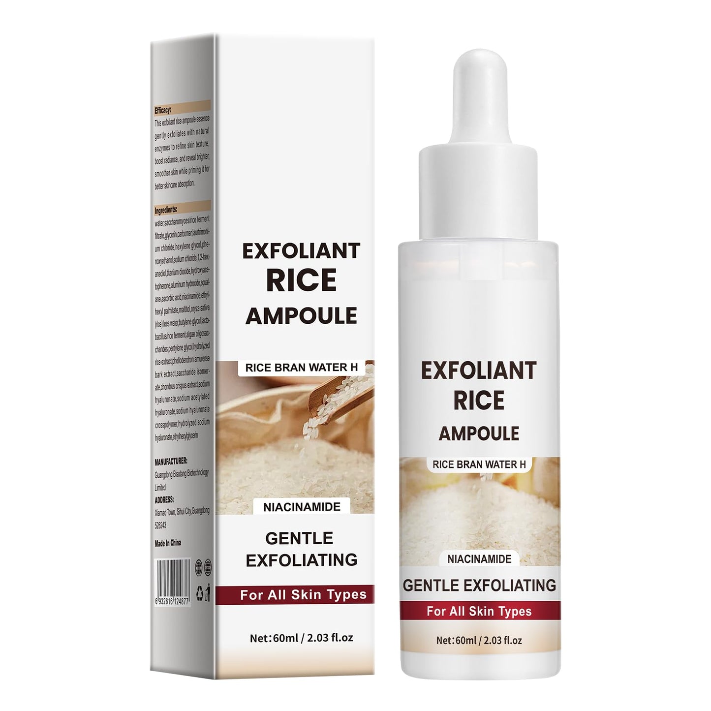 Rice Peeling Ampoule for Daily Soft Exfoliating Face and Body Scrub with Fermented Rice Extract Gentle Peel Shot Exfoliator and Blackhead Remover Lightweight Peeling Oil for Smoother Skin Care Results