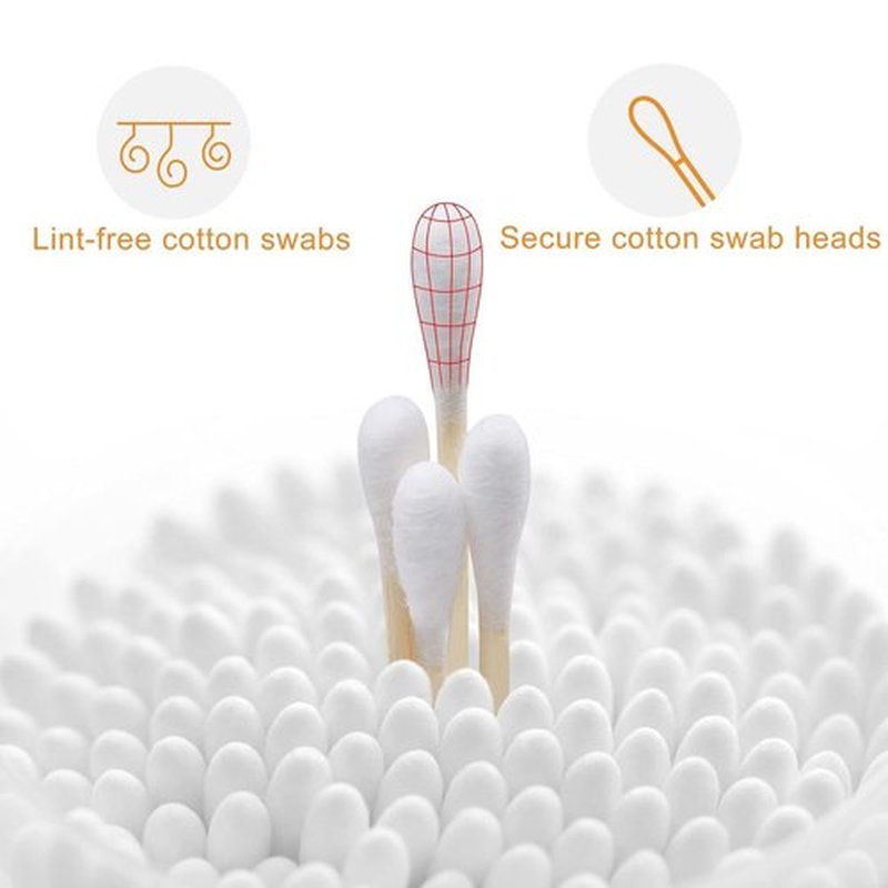 Organic Bamboo Cotton Swabs Set - 1000 Pcs (800 Cotton Swabs for Ear + 200 Long Cotton Swabs), Biodegradable Cotton Buds for Ear Cleaning, Makeup, and Pet Care - Includes Travel Case