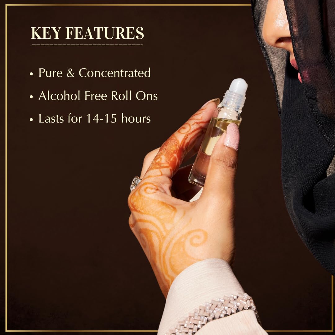 Dukhni Mixed Attar Oil Set | 6 Rollerball perfumes x 6ml | Best Arabic Perfumes for Men & Women | Pure Oudh Musk & Jasmine Arabic Oils | Non-Alcoholic & Vegan | Great for Everyday Office Wear