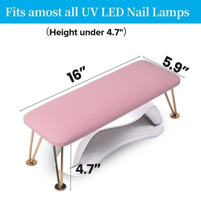 Merterfly Arm Rest for Nails, Sturdy Nails Arm Rest for Nail Tech with Space for Nail Lamp, Reduces Back Pain, Easy Clean Hand Rest for Manicures and Pedicures (Pink)