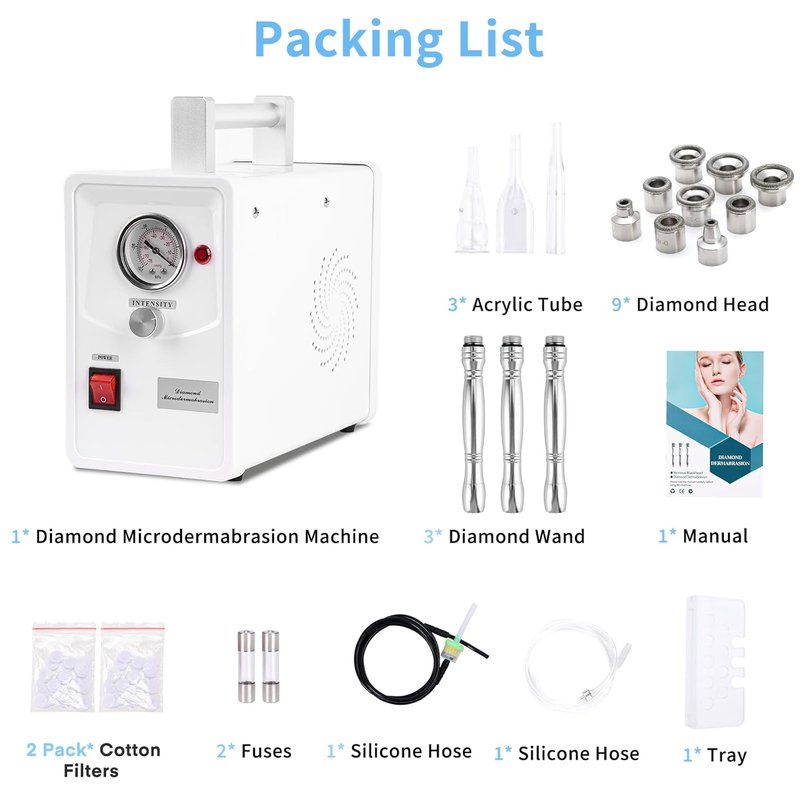 Diamond Micro Dermabrasion Machine - Professional Facial Skin Care Device for Home Use | 0-68cmHg