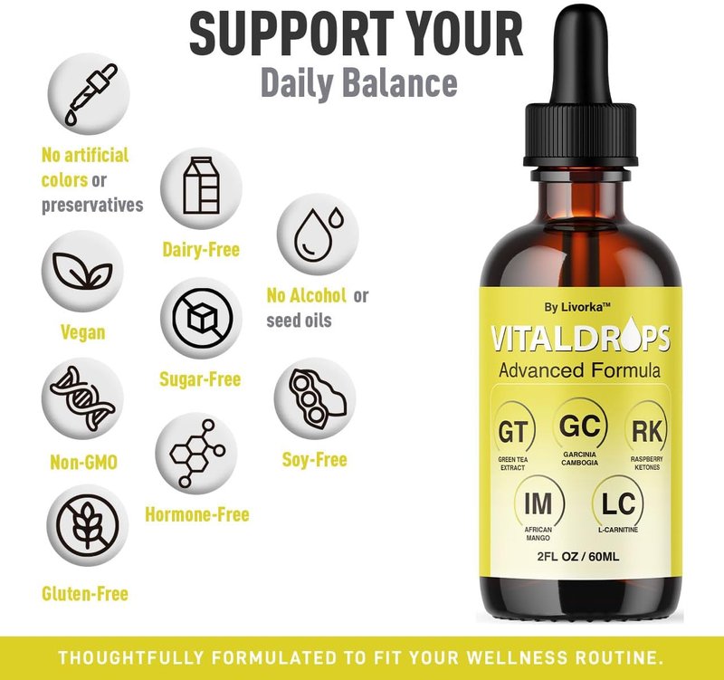 Vital Drops - Advanced All-Natural Multivitamin Liquid Supplement for Overall Health | 1 Month Supply