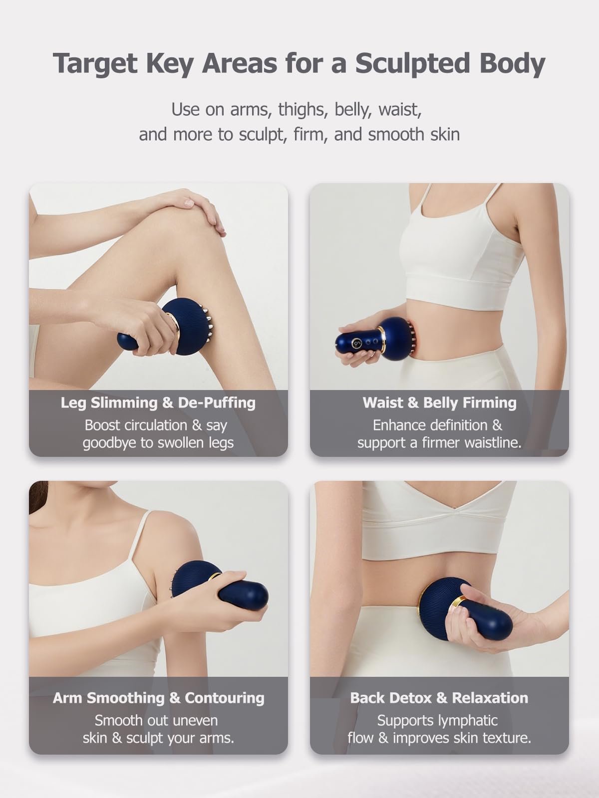 Paiaito Lymphatic Drainage Massager & Anti Cellulite Massage Tool, Helps Reduce Stretch Marks & Cellulite, for Legs, Arms & Belly, Body Sculpting Machine with Light, Heat & Vibration
