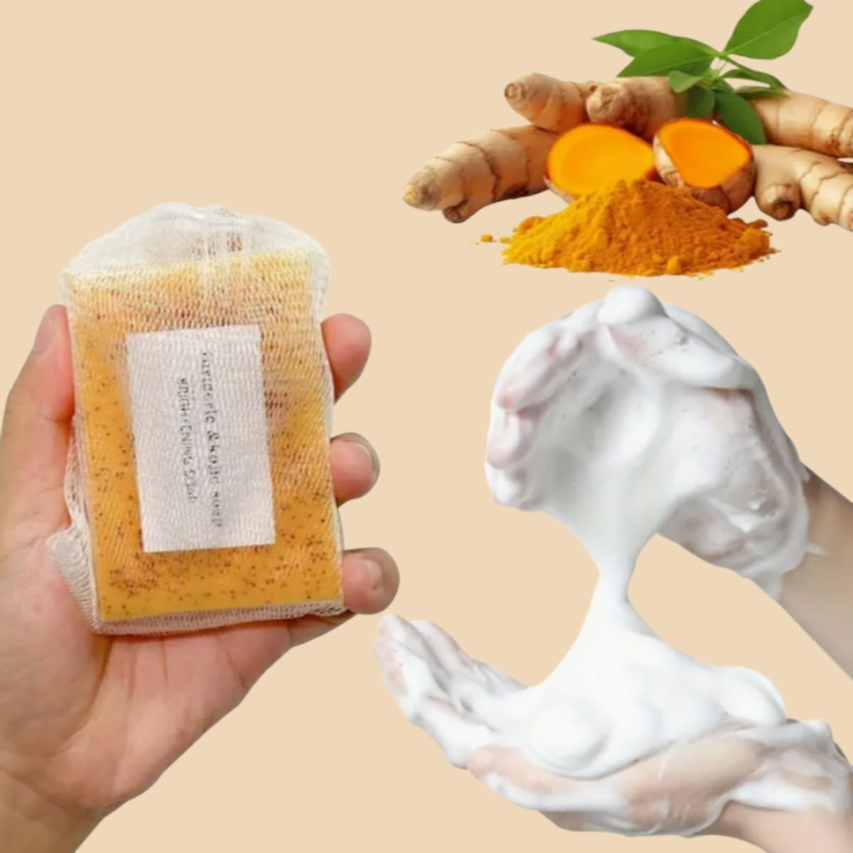 GALHJCZ Lemon Turmeric Soap Bar 6Pcs for Face and Body Turmeric Lemon Soap infused with turmeric Extract Soft gentle and effective