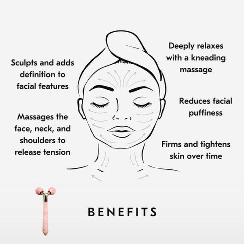Mount Lai Rose Quartz Tension Melting Massager for Face and Neck | Rose Quartz Face Roller and Neck Massager for Relieving Tensions and Stress