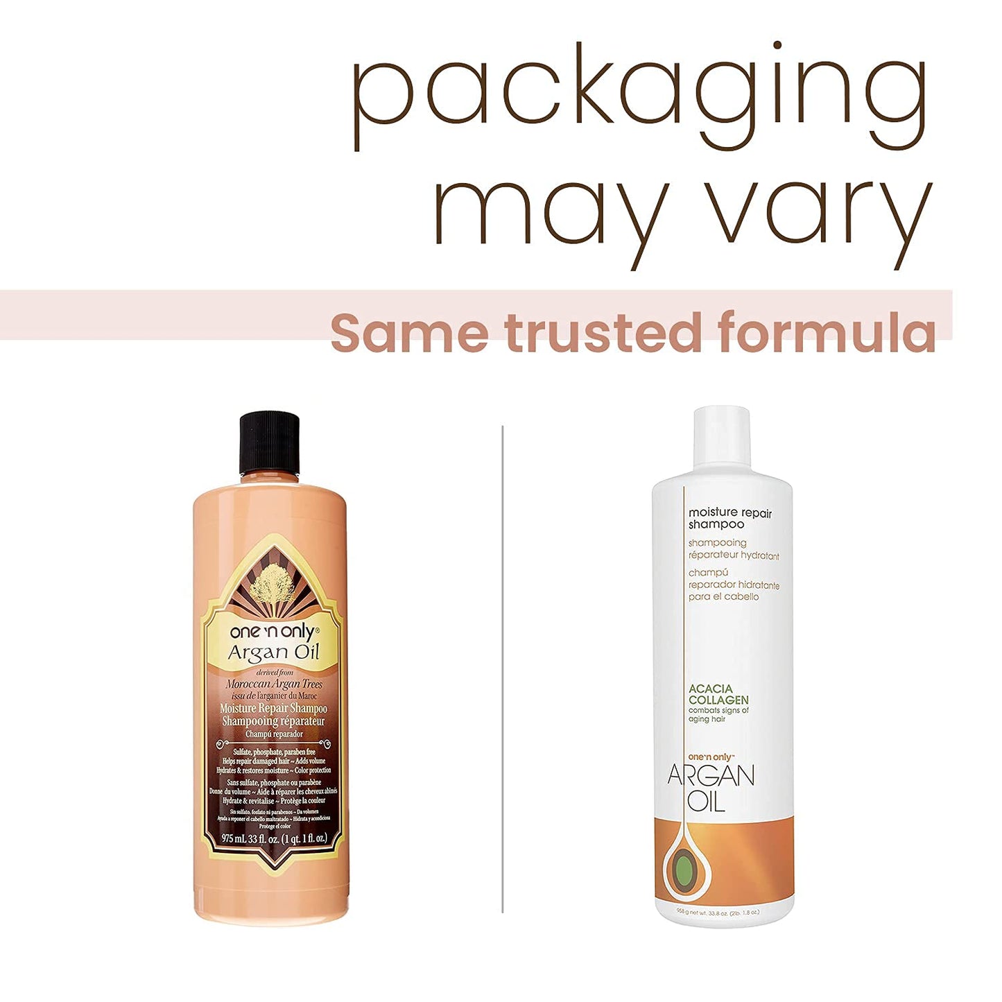 One 'n Only Moisture Repair Shampoo with Argan Oil Rebalances Hair Levels Adds Volume and Shine Repairs Damage from Chemicals Heat Styling 33.8 Fl. Oz