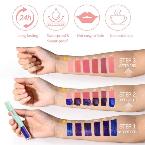 JUAAZIN Matte Lip Gloss with Spray Bottle, Pink Liquid Lip Stain Peel Off, Long Lasting Waterproof Lipstick Lip Gloss Stain, Transfer-proof, Highly Pigmented Color (Ruddy Pink)