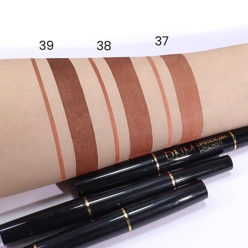 2 in 1 Dark Brown Velvet Matte Lip Liner and Lipstick Combination DNM Magic Lipstick Lip Stain 24 Hours Original Lip Liner Makeup Stain Long Lasting Waterproof Smudge Proof labial Lip Penc Set 39#
