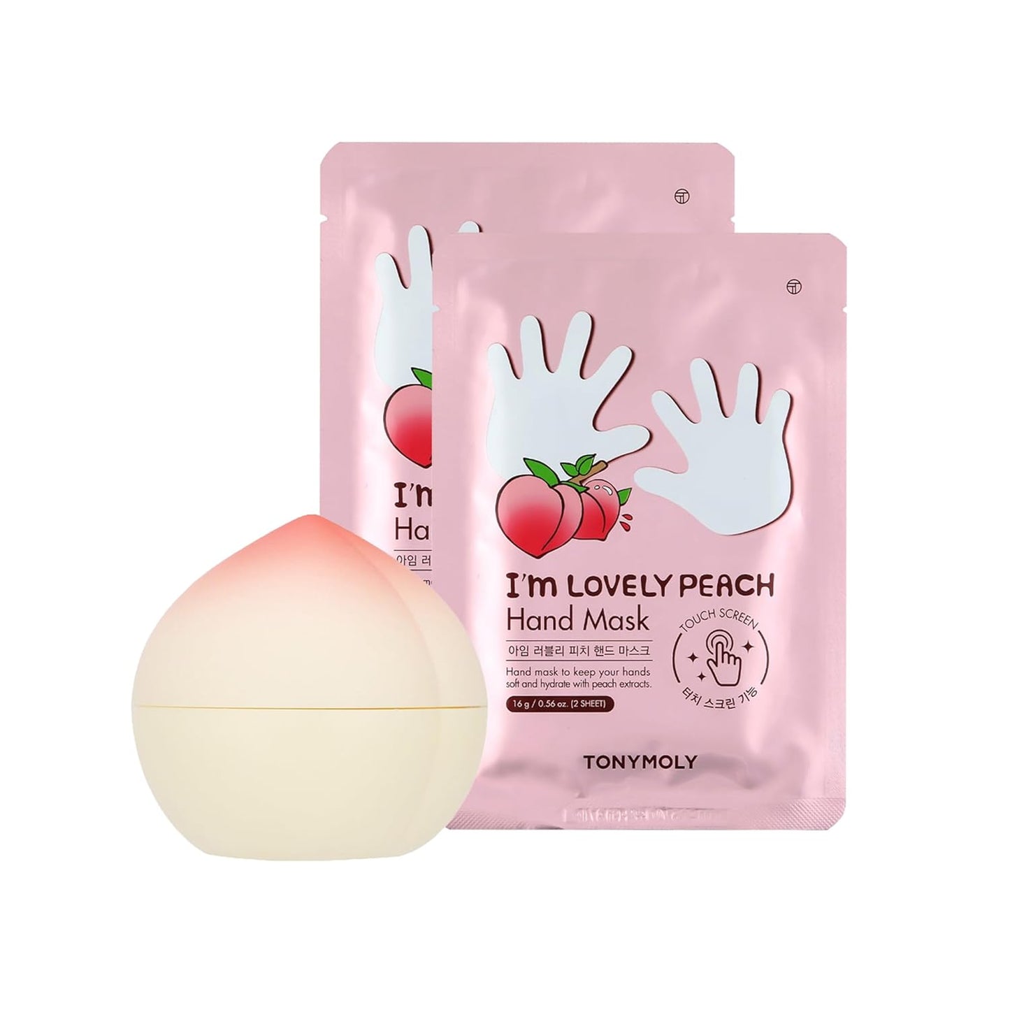 TONYMOLY I’m Lovely Peach Hand Mask – Hydrating & Moisturizing Korean Hand Treatment Gloves with Peach, Plum & Honeysuckle Extracts – Phone Screen Friendly, 5pk