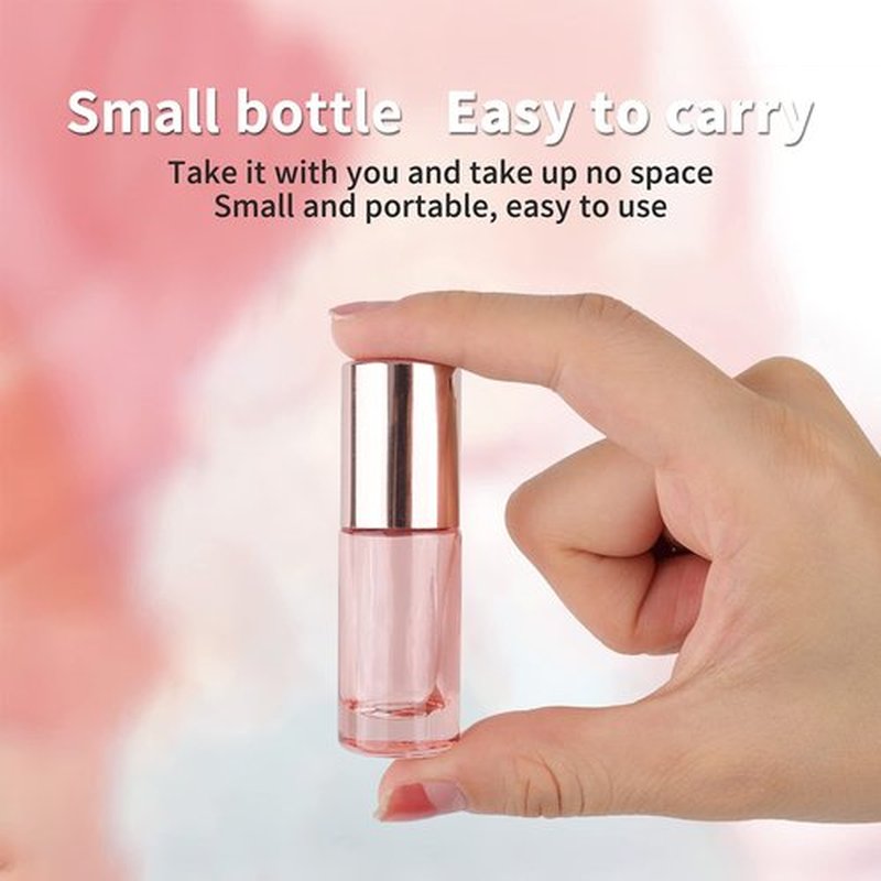 Kesell 14 Pack 5ml Roller Bottles Clear Pink Empty Refillable Glass Sample Vial with Stainless Steel Balls for Essential Oil Perfume Aromatherapy, 4 Funnels + 1 Opener