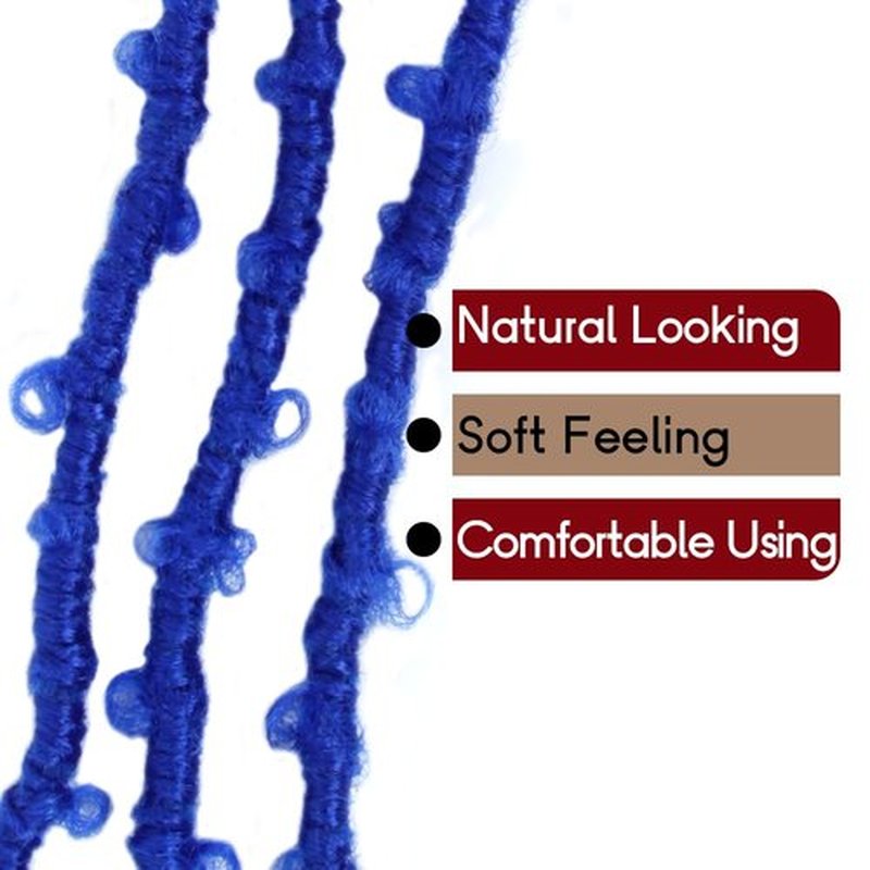 BOHOBABE 2 Packs Blue Butterfly Locs Crochet Hair 24 Inch Butterfly Faux Locs Crochet Hair Long Black Distressed Locs(2 Packs, Blue)