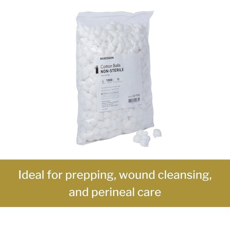 McKesson Cotton Balls [1000 Count] Bulk, 100% Pure Cotton Balls for Face, Nail Polish Remover, Makeup, Large Jumbo Size