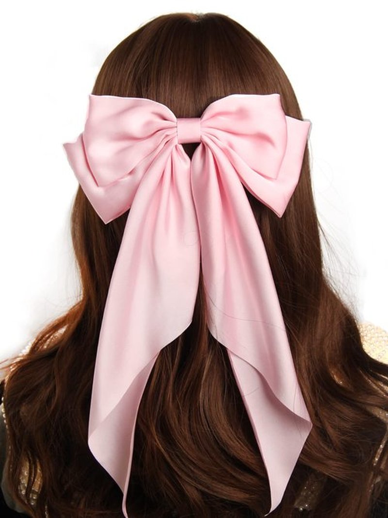 SUSULU Hair Bows for Women Girls,Large Satin Bow Barrette Hair Clips Long Ribbon Bow Clips Suit for Thick Thin Hair,Hair Accessories 90's 2pcs Back to School Birthday Gifts (Navy Pink)