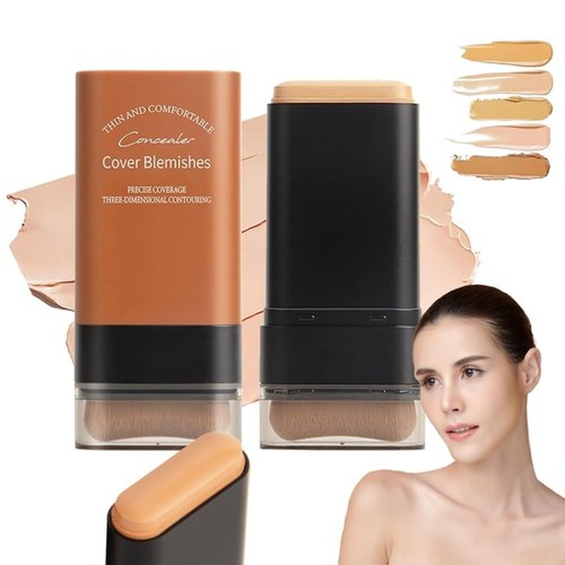 Flawless Eraser Foundation Stick, Korea Flawless Eraser Foundation Stick, Hydrating Lightweight Foundation Stick with Brush, Cosmetics Foundation Stick for Mature Skin, Travel Size Makeup (Deep, #)