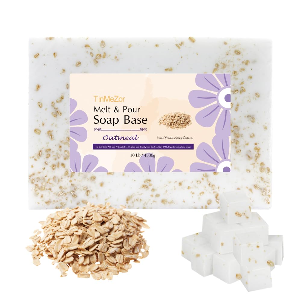TinMeZor 10LB Oatmeal soap base for DIY Handmade Soap making with Oatmeal Milk, Melt and Pour for Crafting and Making, Vegan, Easy to Cut