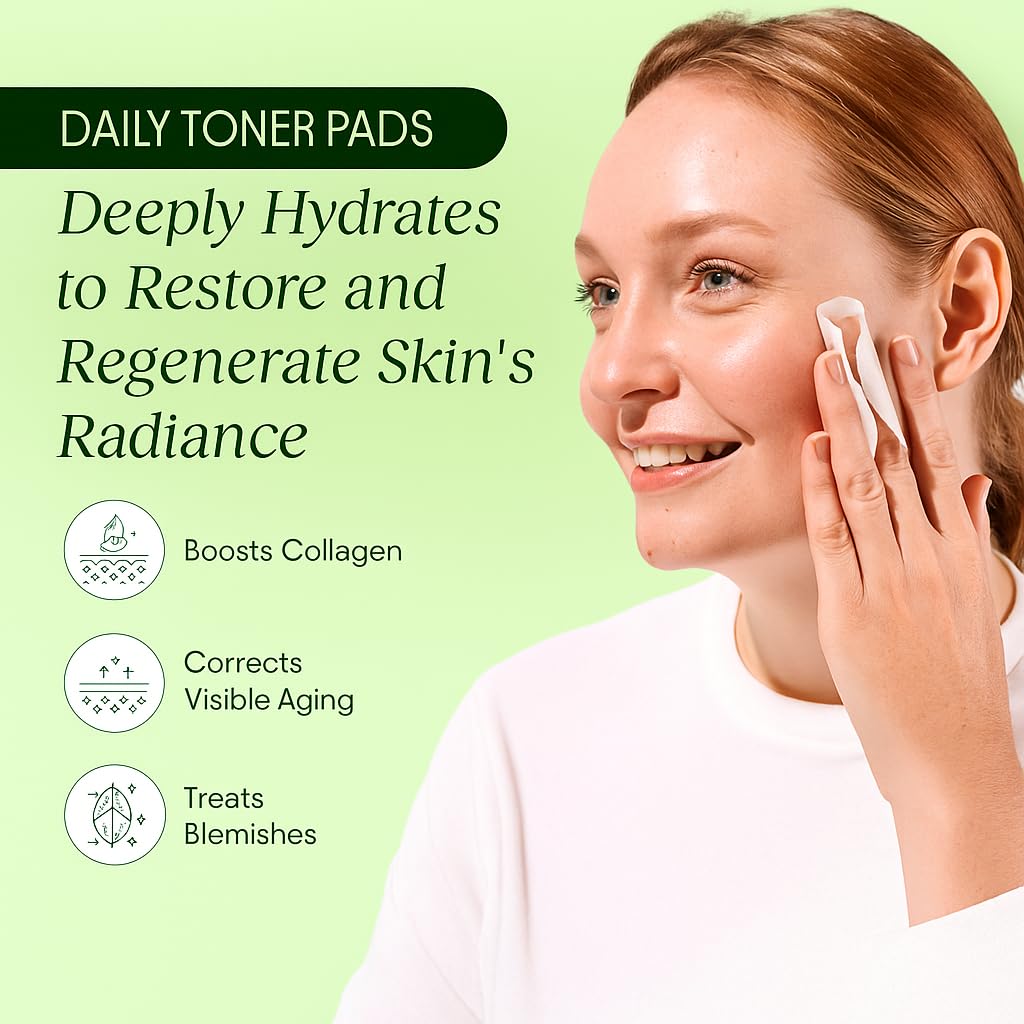 LARA. Skin Cell Renewal Toning Pads, 100-Count Hypoallergenic Collagen Moisturizing Face Pads,korean moisturizer for dry skin, Dark Spots Remover with Vitamin C