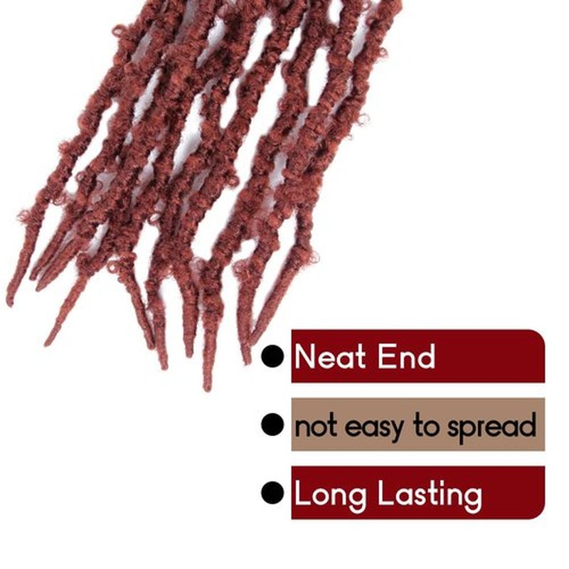 24 Inch Light Weight Butterfly Locs Crochet Hair 6 Packs Long Ginger Distressed Butterfly Faux Locs Crochet Hair, 350#