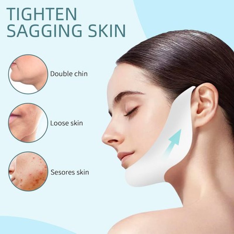 10pcs Chin Strap for Women,Toning Hydrogel Collagen Mask with Hyaluronic Acid & Aloe Vera,white