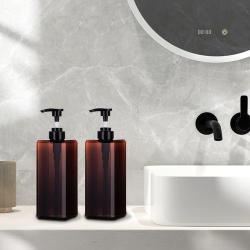 Yebeauty Pump Bottle Dispenser, 27oz 800ml Empty Plastic Shampoo Pump Dispenser Shower Soap Dispenser Refillable Liquid Containers for Conditioner Body Wash, Bathroom Kitchen, 2 Pack Brown