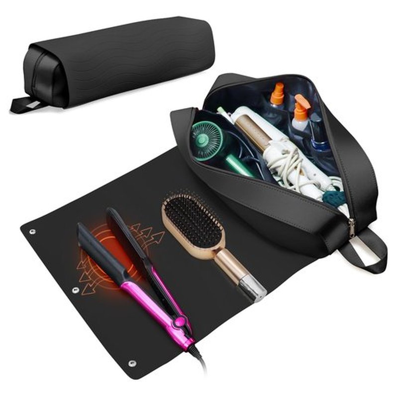 2-In-1 Hair Tools Travel Bag, With Silicone Mat For Hair Tools, Upgraded Large Capacity Hair Tool Travel Bag With Curling Iron Mat For, Vacation Essentials, Travel Essentials For Women and Men