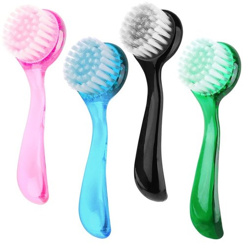 Beomeen Facial Cleansing Brush, 4 Colors Facial Exfoliating Brush Face Wash Scrub Exfoliator Brush for Makeup Skincare Removal, 4 Pcs (Black Blue Green Pink)