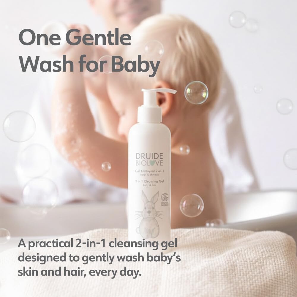 2-in-1 Cleansing Baby Body Gel Hair Shampoo Care ,organic Baby Shampoo Clean, Wash, Sulfate-Free, For Children Prone to Eczema, 250 ml (8.4 oz Size Chamomile,Orange Star Anise Made in Canada