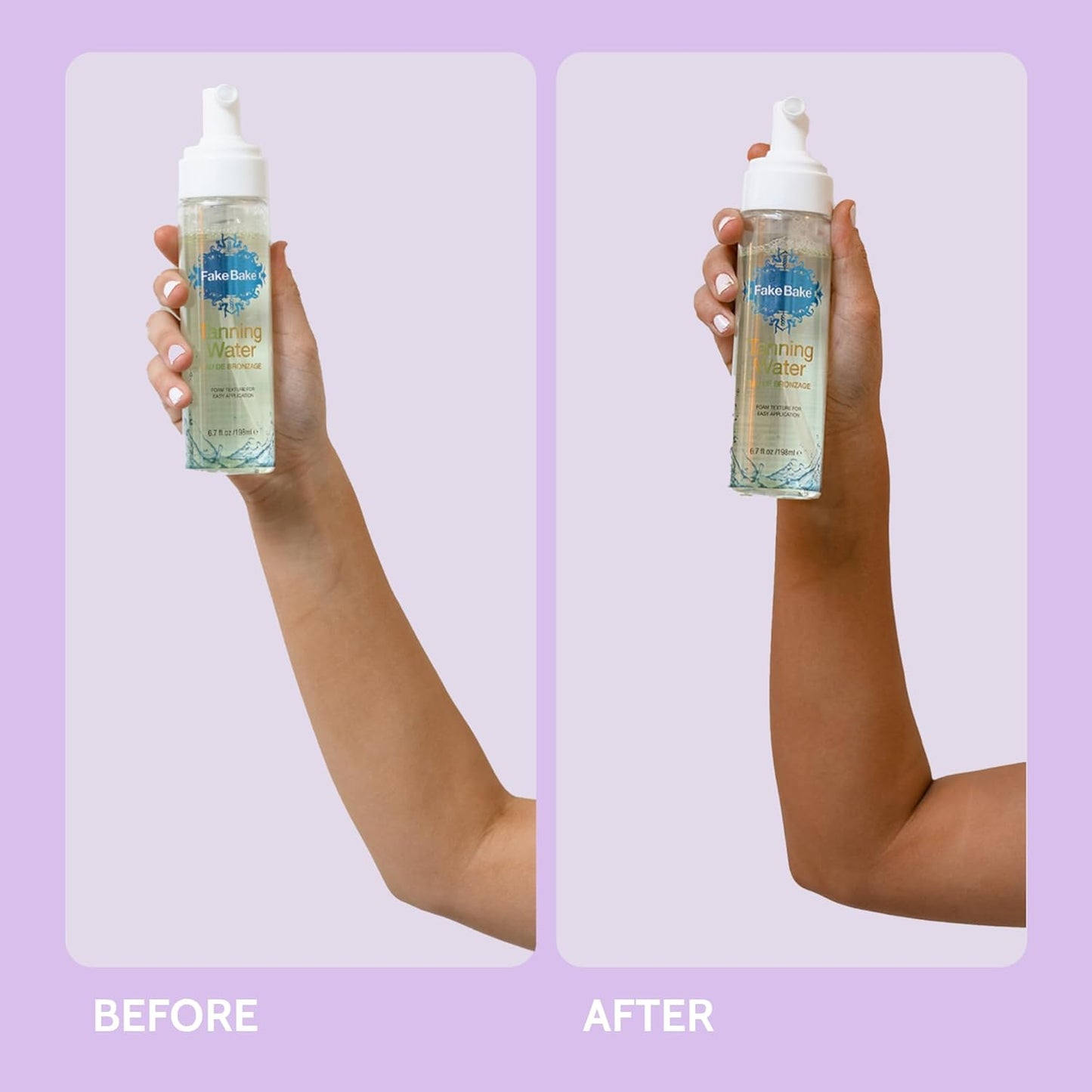 Fake Bake Foam Tanning Water Self Tanner Instant Glow with Hydrating Passion Flower Rejuvenation - Natural Looking Sunless Bronzing for Women & Men - 6.7 oz
