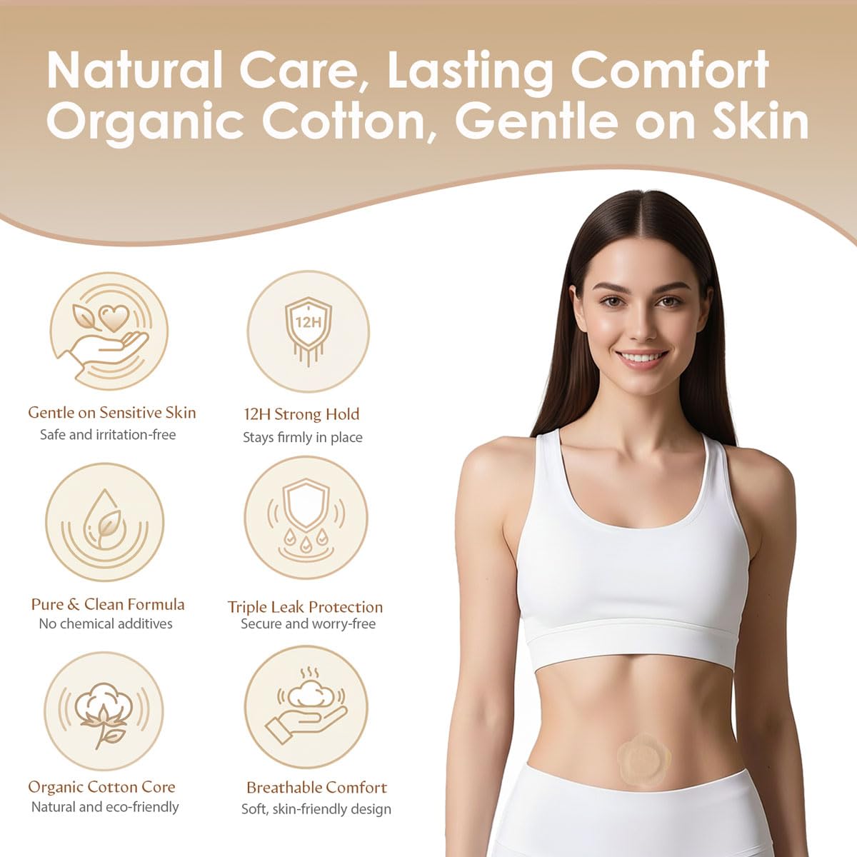 40PCS Castor Oil Patches for Belly Button, Hypoallergenic Skin-Friendly Castor Oil Pack Wraps with Organic Cotton Pad, Mess-Free Self-Adhesive Stomach Patches, Disposable, Easy Removal & No Residue