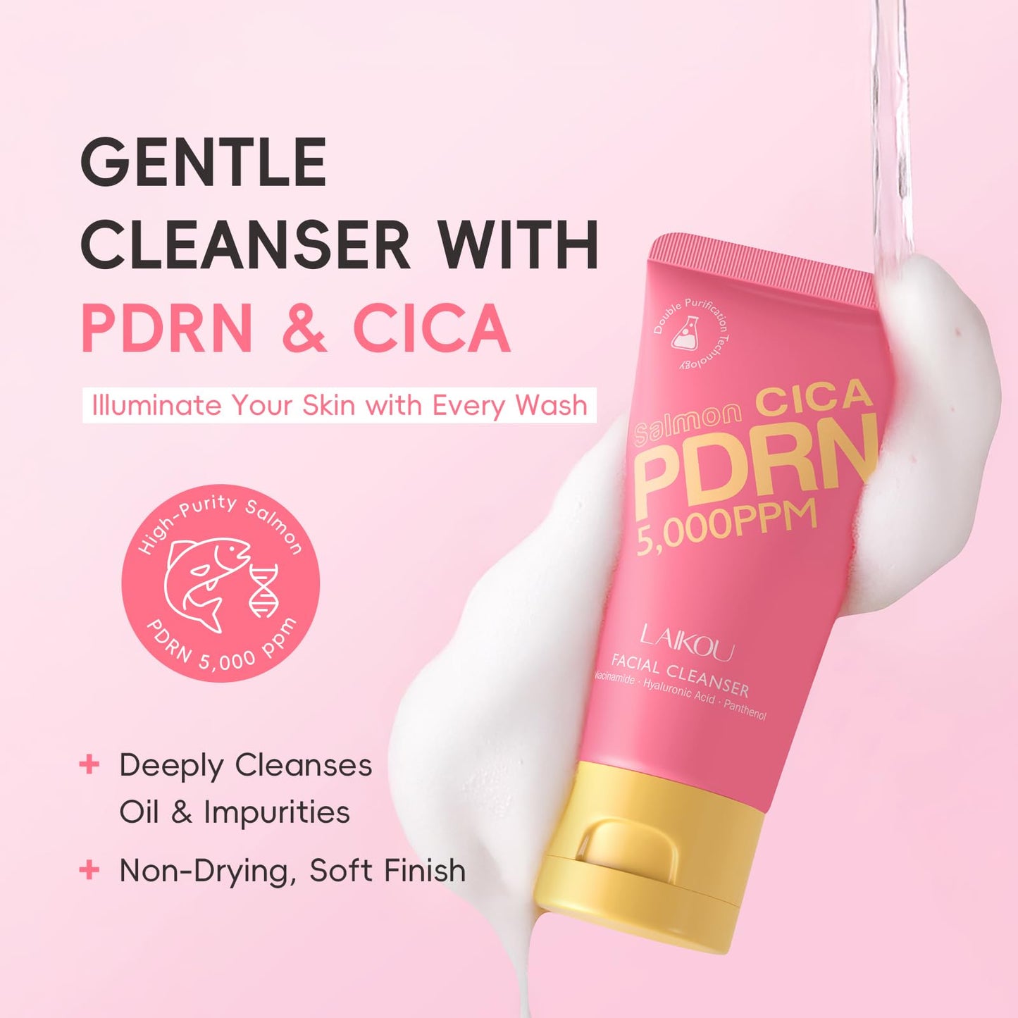 LAIKOU PDRN CICA Skin Care, Skin Care Set, Skincare Gift Set with Cleanser, Moisturizing Cream, Toner, Serum, Eye Cream for Women Lover Mother's Day Birthday Christmas Gifts Stocking Stuffers 5pcs