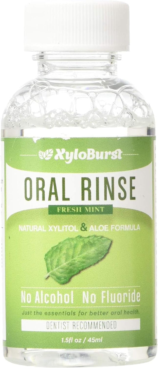 Xyloburst Oral Rinse Mouthwash - Natural Xylitol Mouthwash | Fluoride Free Mouth Wash | Alcohol Free Mouthwash | Fresh Mint Mouth Rinse | SLS Free | Travel 10-Pack