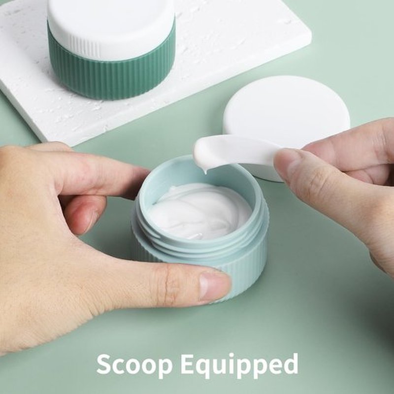 ME.FAN Travel Containers for Toiletries, TSA Approved 1.5 oz Silicone Cream Jars, Leak-proof Travel Size Containers, Travel Accessories with Lid for Cosmetic Face Hand 4 Pack White Lid - Blue