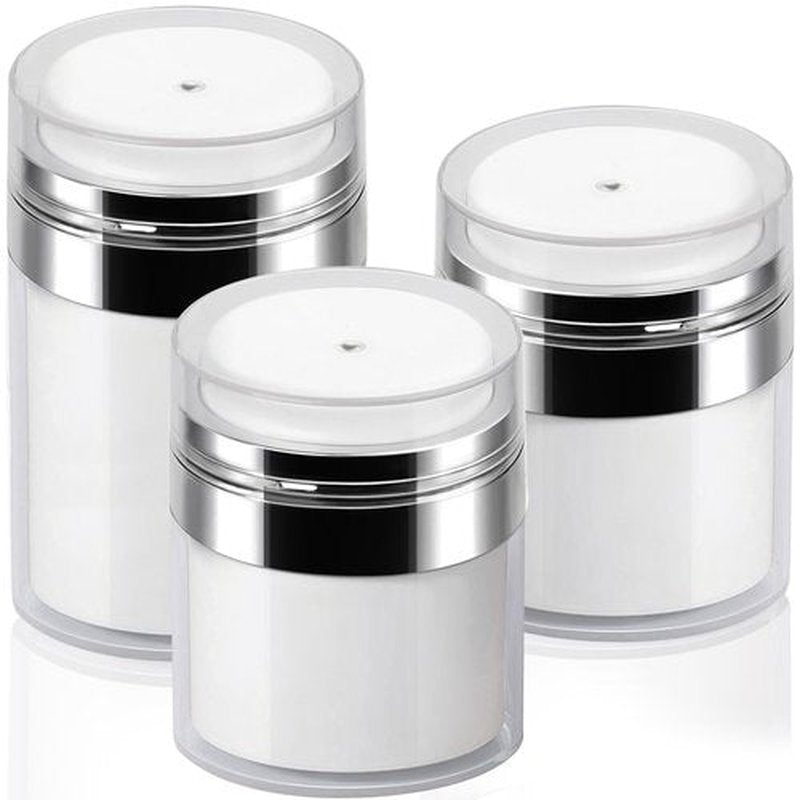 3Pack Lotion Dispenser with Pump, Airless Pump Jars Mixed(1.0oz+1.7oz+3.5oz) Pump Bottle Dispenser Moisturizer Container for Cream, Empty Lotion Bottle Cosmetic Jar