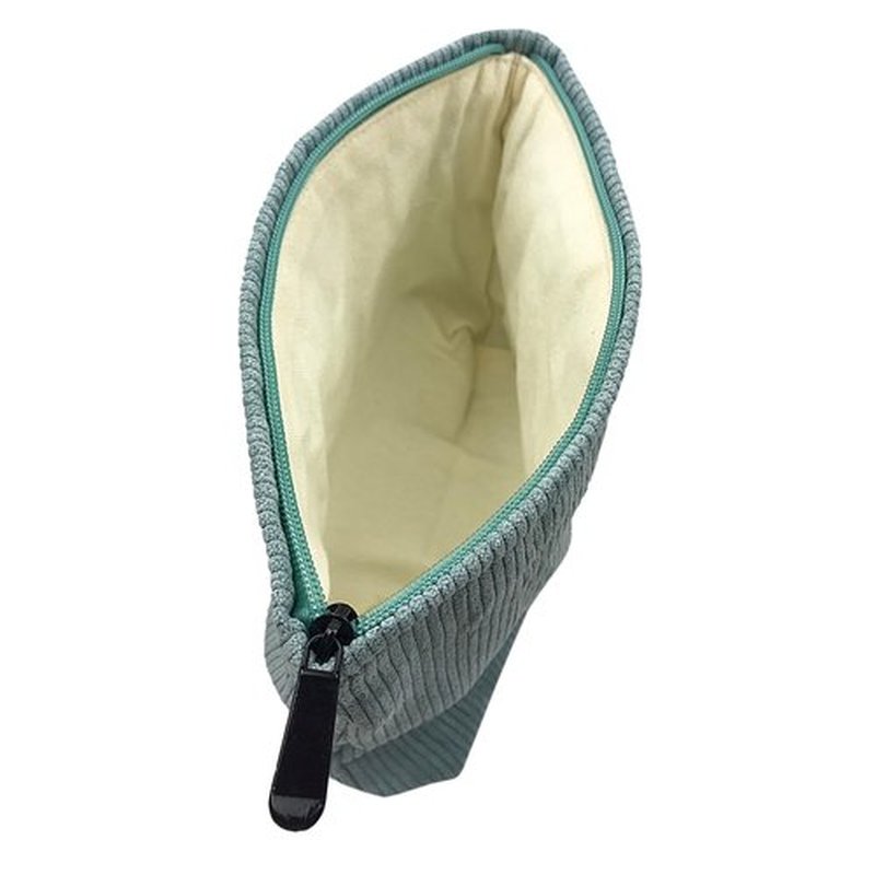 GUTGNK Corduroy Ladies Cosmetic Bag, Large Capacity Canvas Cosmetic Bag Travel Toiletry Bag Accessories Organizer, Light Blue Gray