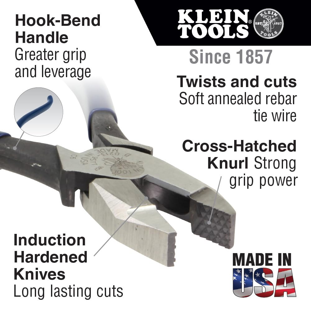 Klein Tools 80081 Pliers Kit, Made in USA, Set with Ironworker's Diagonal Cutting Pliers, Heavy Duty Side Cutters and Flame Resistant Canvas Tool Bag, 3-Piece